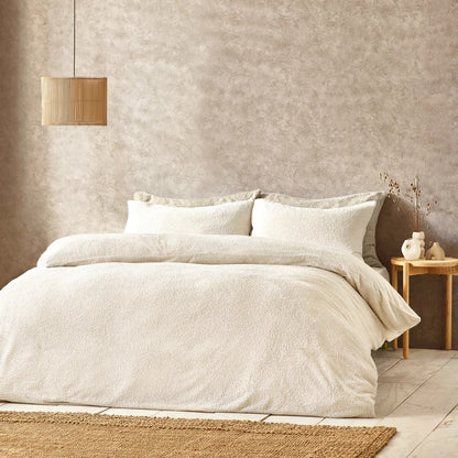 Ecru - Front - Yard Bouclé Textured Duvet Cover Set