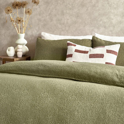 Olive - Side - Yard Bouclé Textured Duvet Cover Set