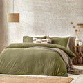 Olive - Pack Shot - Yard Bouclé Textured Duvet Cover Set