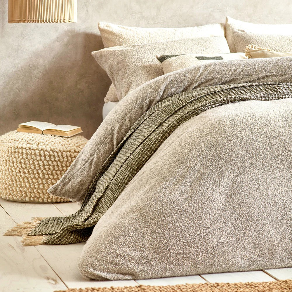 Greige - Back - Yard Bouclé Textured Duvet Cover Set