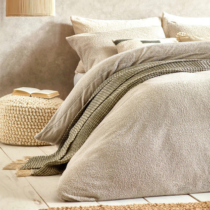 Greige - Back - Yard Bouclé Textured Duvet Cover Set