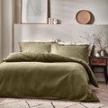 Olive - Front - Yard Waffle Textured Duvet Cover Set