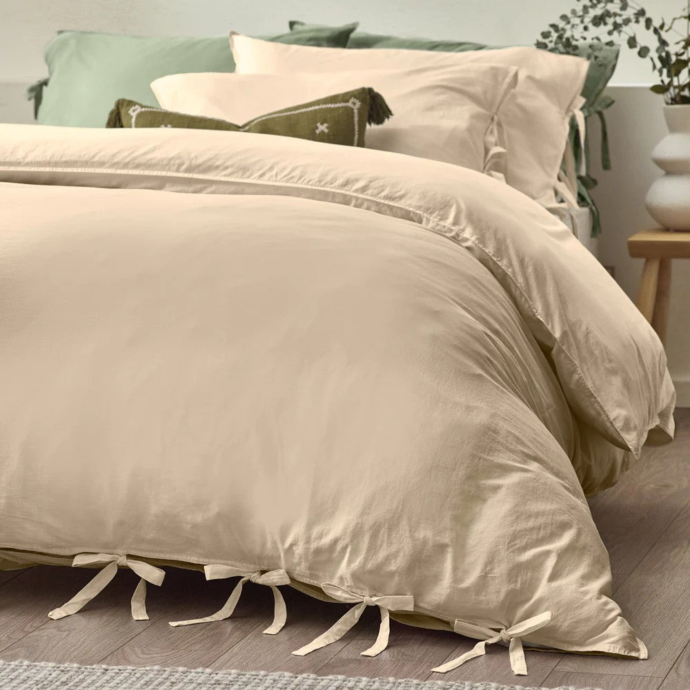 Linen - Side - Yard Mallow Tie Detail Cotton Bow Duvet Cover Set