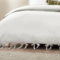 Warm White - Back - Yard Mallow Tie Detail Cotton Bow Duvet Cover Set