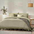 Sage - Front - Yard Mallow Tie Detail Cotton Bow Duvet Cover Set