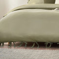 Sage - Back - Yard Mallow Tie Detail Cotton Bow Duvet Cover Set