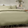 Sage - Side - Yard Mallow Tie Detail Cotton Bow Duvet Cover Set