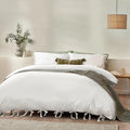 Warm White - Front - Yard Mallow Tie Detail Cotton Bow Duvet Cover Set