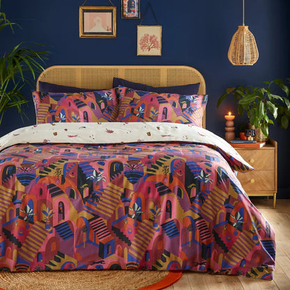 Magenta - Front - Furn Eivissa Abstract Duvet Cover Set