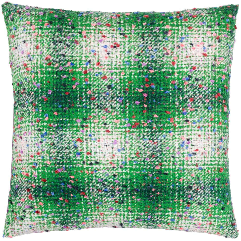 Green-Lilac - Front - Heya Home Connie Jacquard Checked Cushion Cover