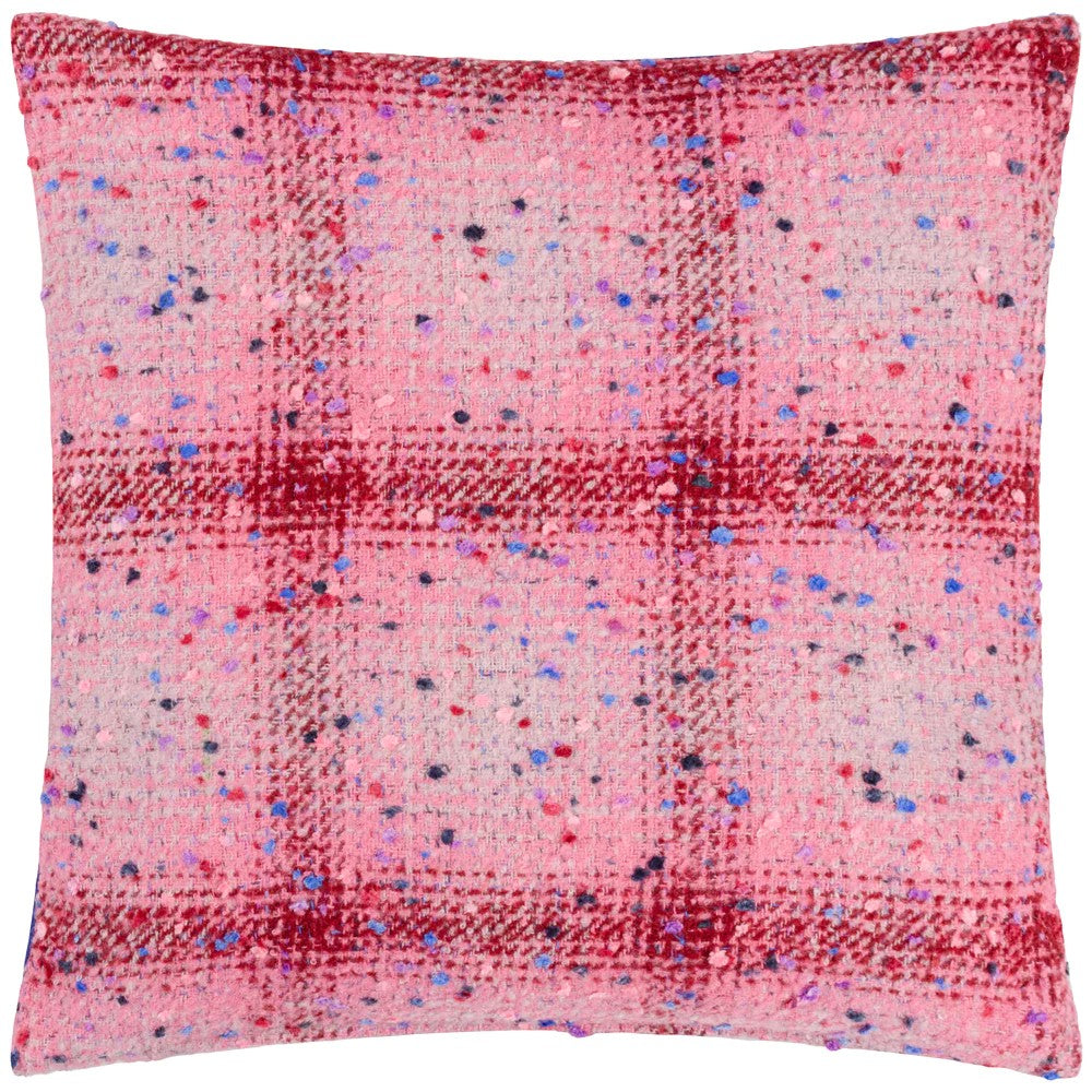 Pink-Cobalt - Front - Heya Home Connie Jacquard Checked Cushion Cover