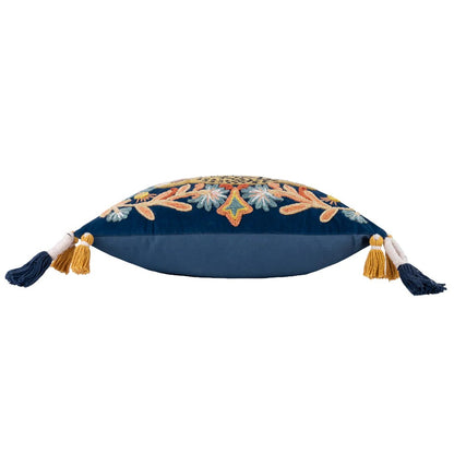 Royal Blue - Side - Wylder Regal Embroidered Leopard Cushion Cover