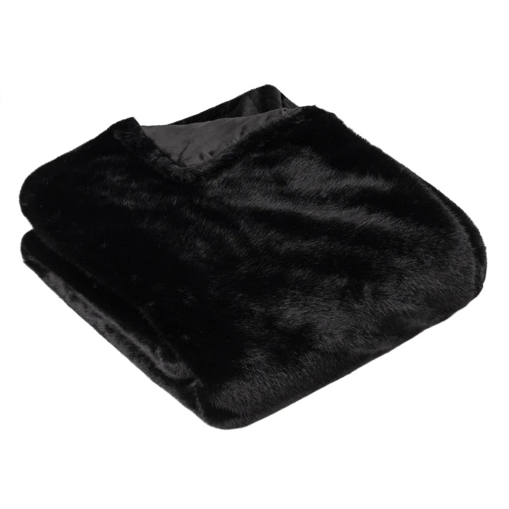 Jet Black - Front - Paoletti Stanza Faux Fur Throw