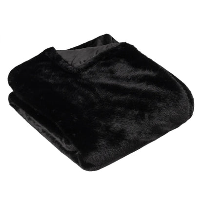 Jet Black - Front - Paoletti Stanza Faux Fur Throw