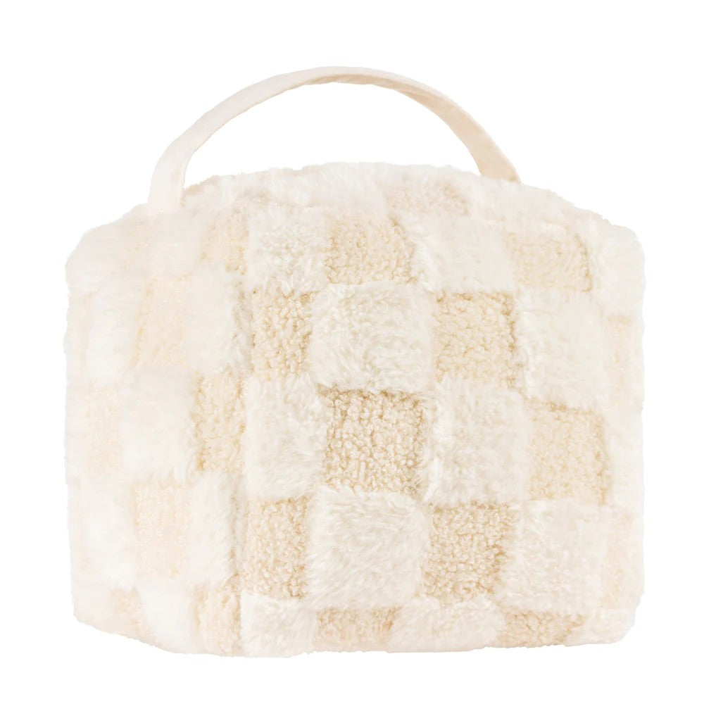 Dreamy Cream - Front - Heya Home Fleece Checked Doorstop