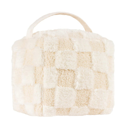 Dreamy Cream - Front - Heya Home Fleece Checked Doorstop