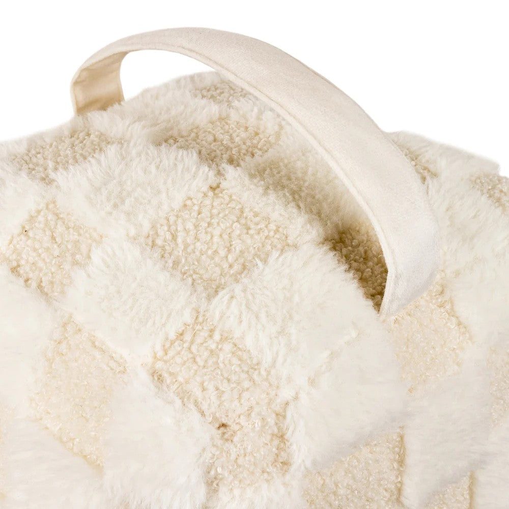 Dreamy Cream - Back - Heya Home Fleece Checked Doorstop