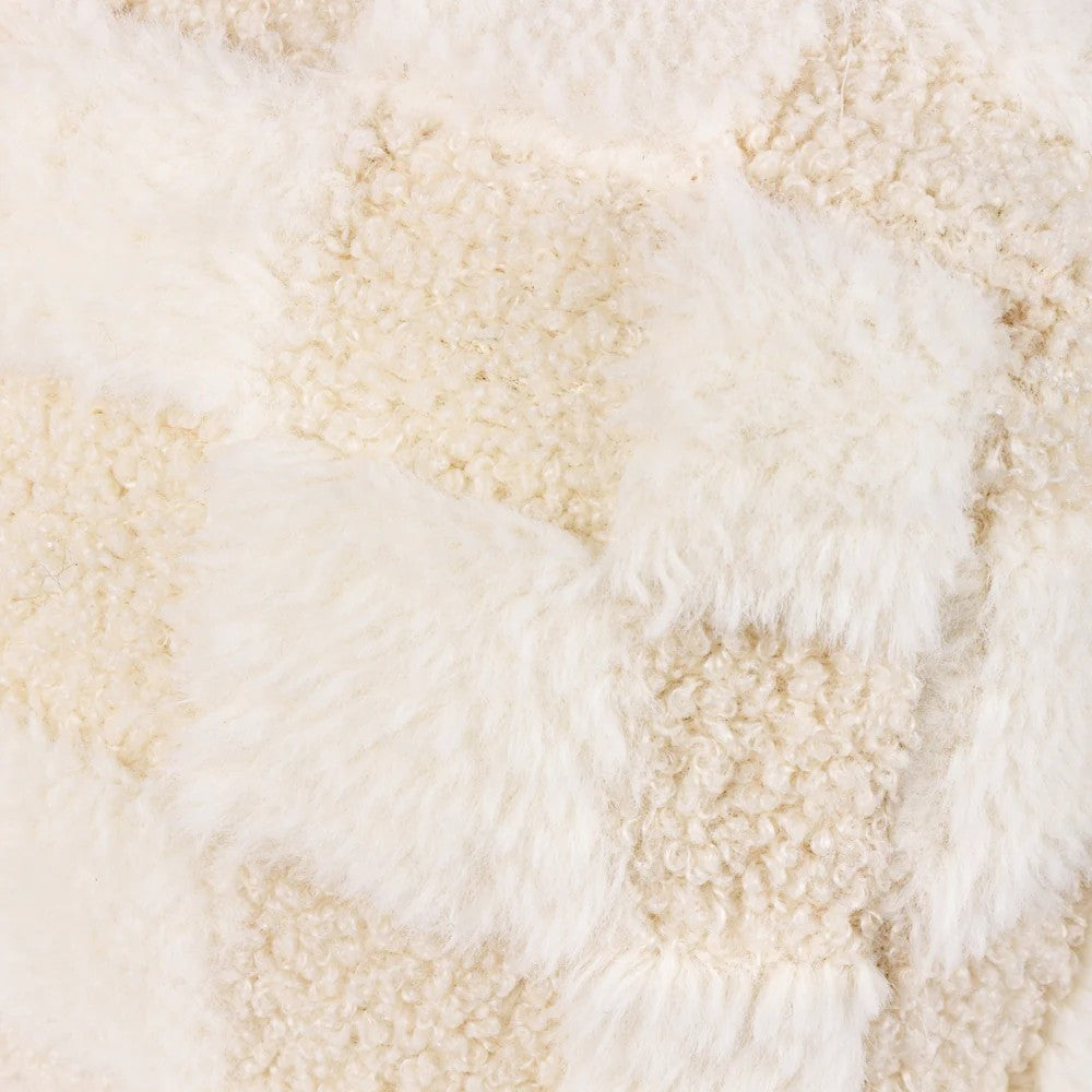 Dreamy Cream - Side - Heya Home Fleece Checked Doorstop