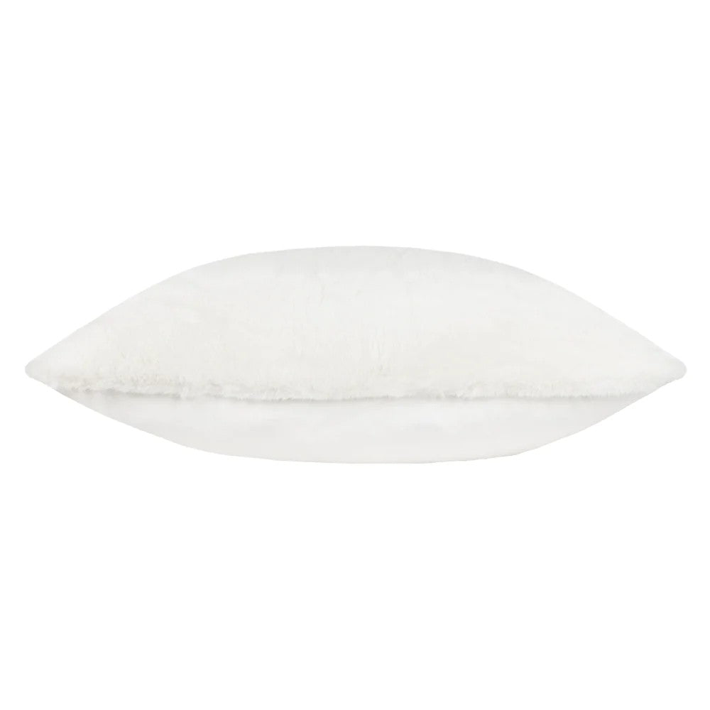 White - Side - Paoletti Stanza Faux Fur Cushion Cover