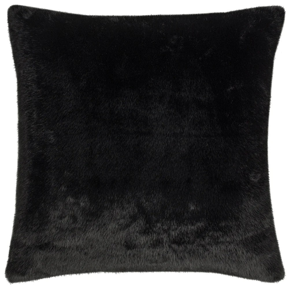 Jet Black - Front - Paoletti Stanza Faux Fur Cushion Cover