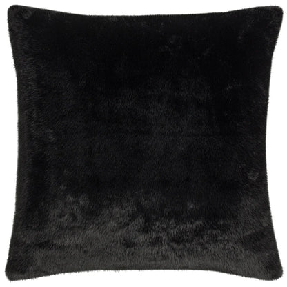 Jet Black - Front - Paoletti Stanza Faux Fur Cushion Cover