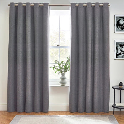 Charcoal - Front - Furn Dawn Eyelet Curtains