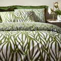 Olive - Back - Hoem Frond Reversible Cotton Abstract Duvet Cover Set