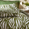 Olive - Side - Hoem Frond Reversible Cotton Abstract Duvet Cover Set