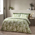 Olive - Front - Hoem Frond Reversible Cotton Abstract Duvet Cover Set