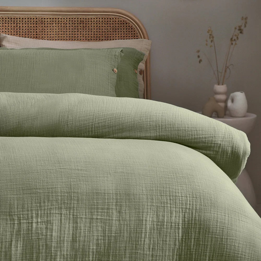 Eucalyptus - Back - Yard Lark Muslin Cotton Duvet Cover Set