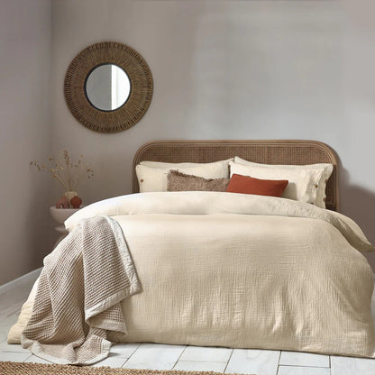 Natural - Front - Yard Lark Muslin Cotton Duvet Cover Set