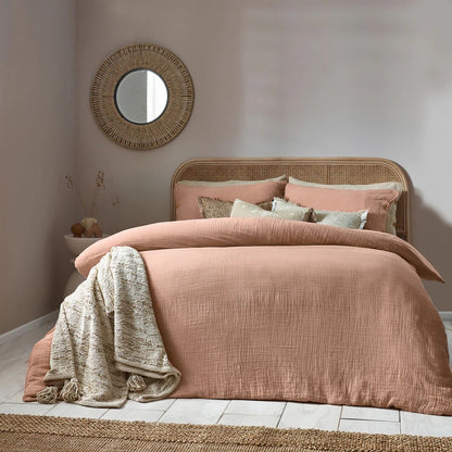 Pink Clay - Front - Yard Lark Muslin Cotton Duvet Cover Set