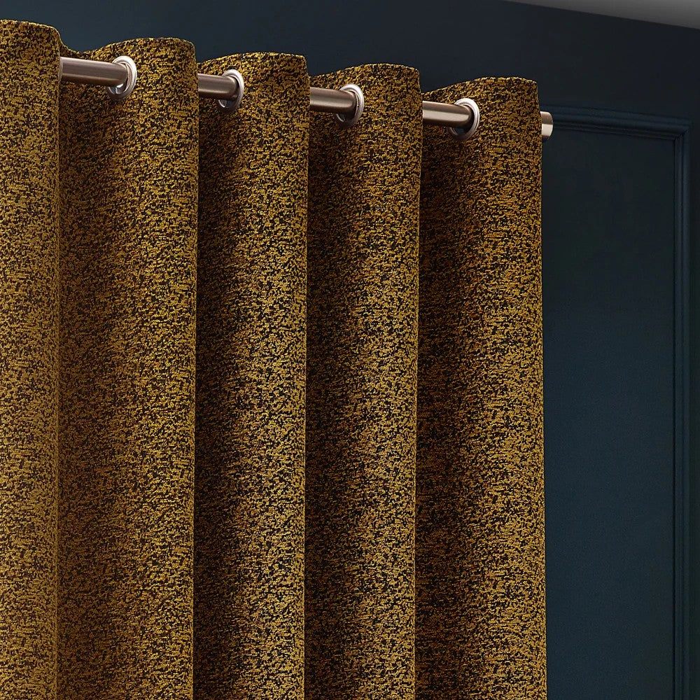 Gold - Back - Paoletti New Galaxy Chenille Eyelet Curtains