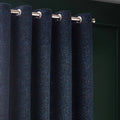 Navy - Back - Paoletti New Galaxy Chenille Eyelet Curtains