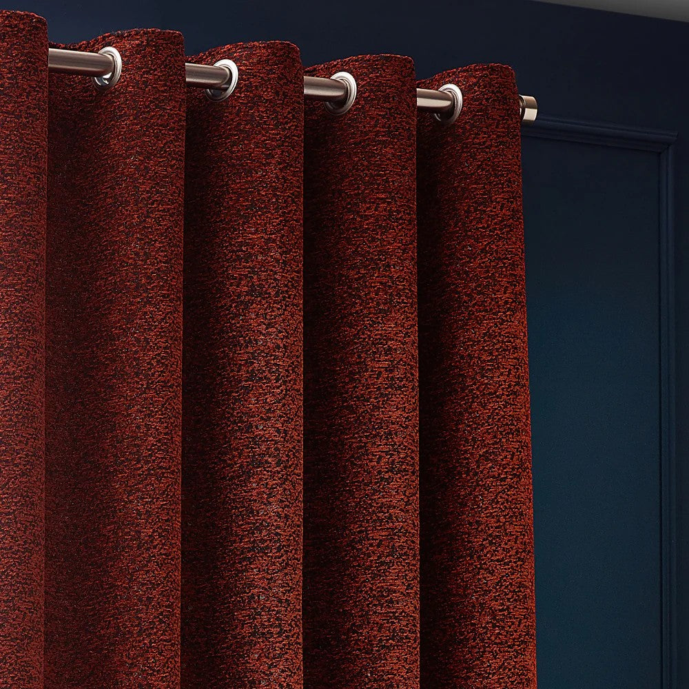 Copper - Back - Paoletti New Galaxy Chenille Eyelet Curtains