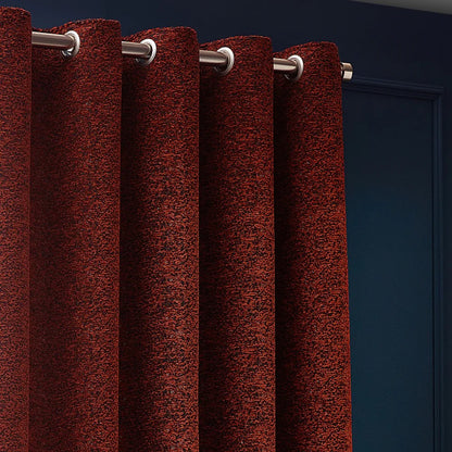 Copper - Back - Paoletti New Galaxy Chenille Eyelet Curtains