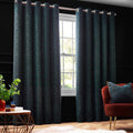 Emerald - Front - Paoletti New Galaxy Chenille Eyelet Curtains