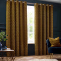 Gold - Front - Paoletti New Galaxy Chenille Eyelet Curtains