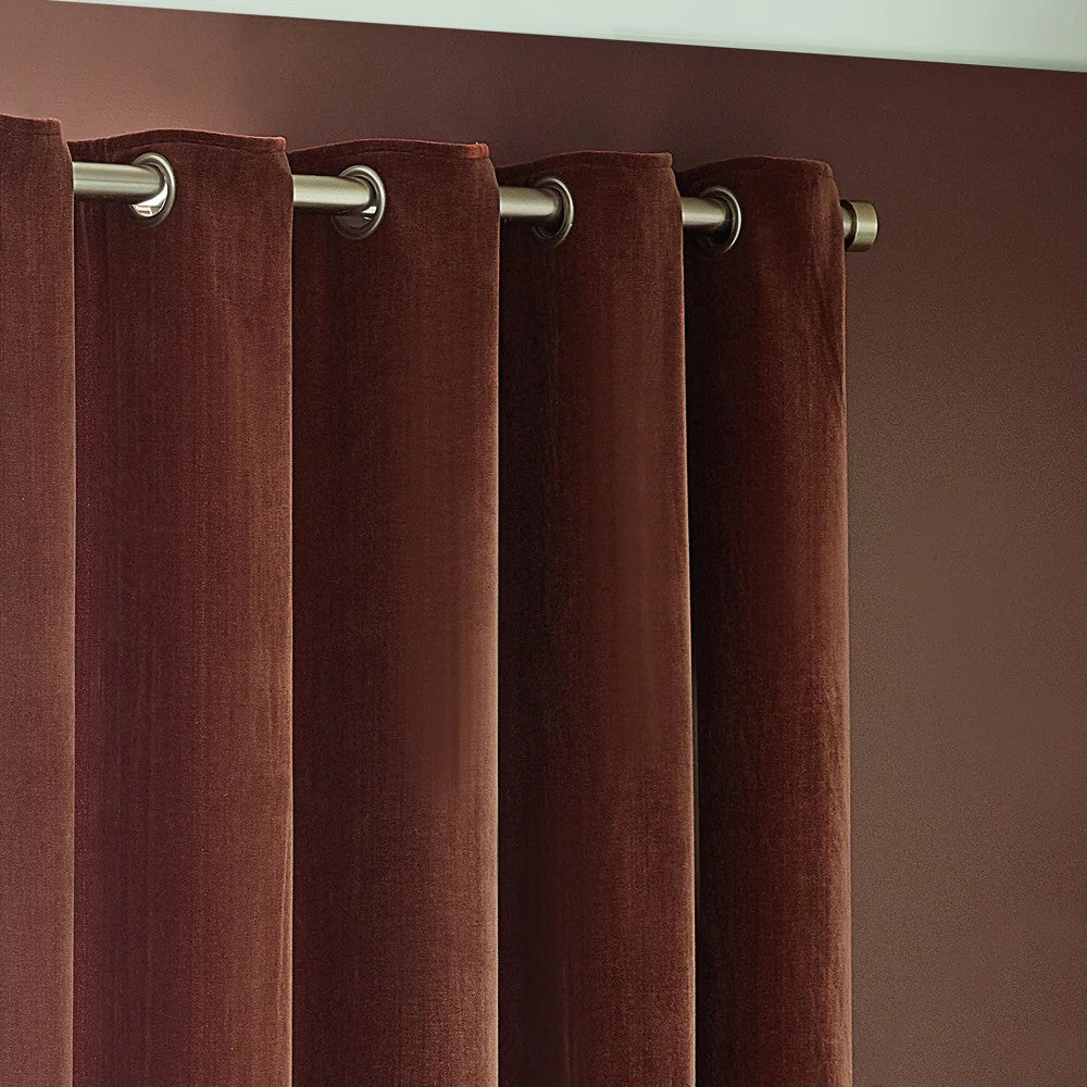Nutmeg - Back - Yard Chenille Velvet Eyelet Curtains