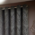 Black - Back - Paoletti Gatsby Jacquard Eyelet Curtains