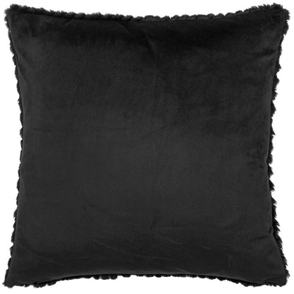 Jet Black - Back - Paoletti Sonnet Faux Fur Cut Cushion Cover