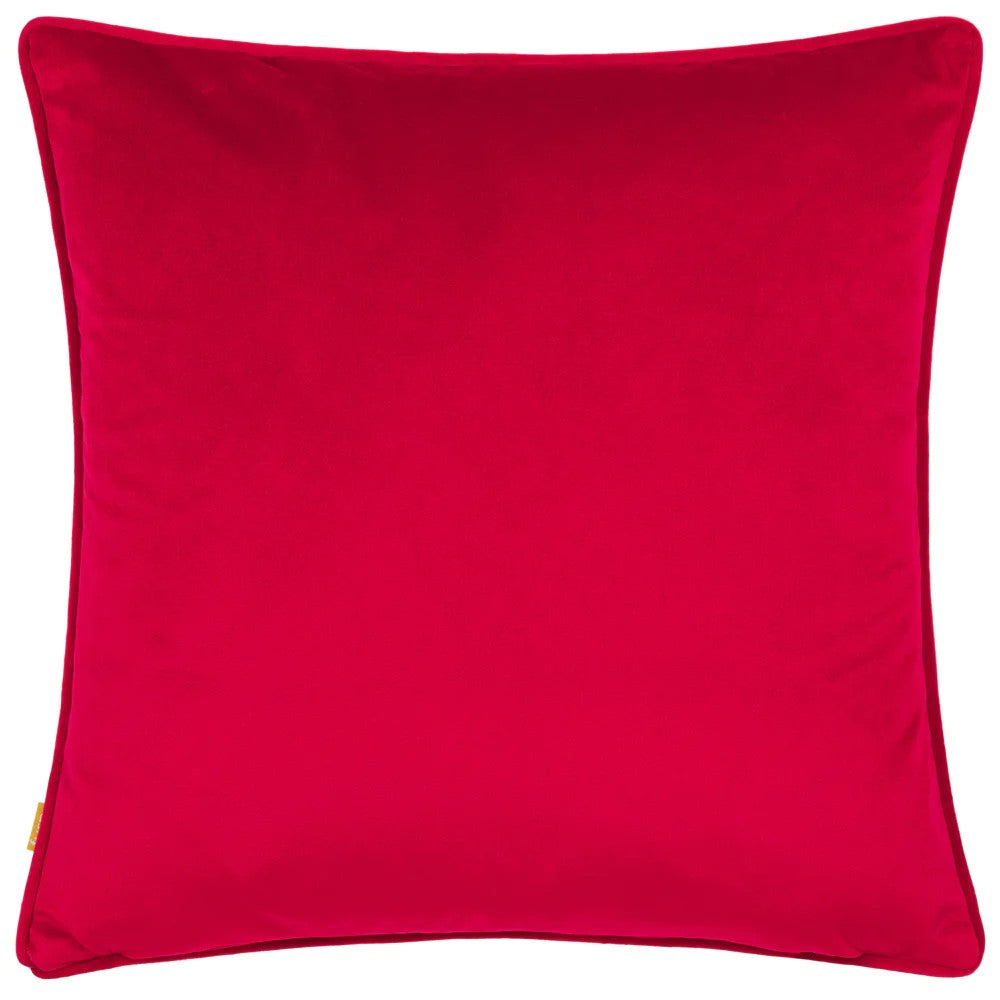 Pink - Back - Furn Wild Flower Piped Velvet Cushion Cover