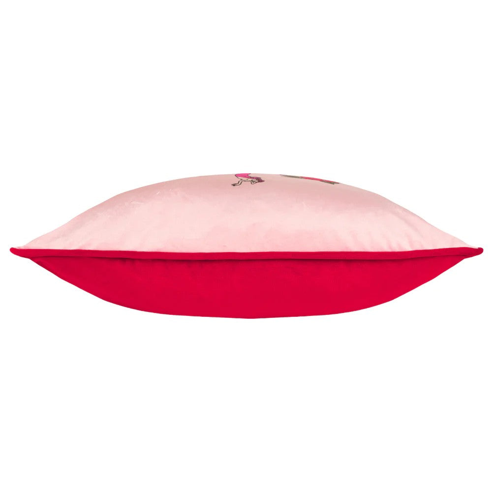 Pink - Side - Furn Wild Flower Piped Velvet Cushion Cover