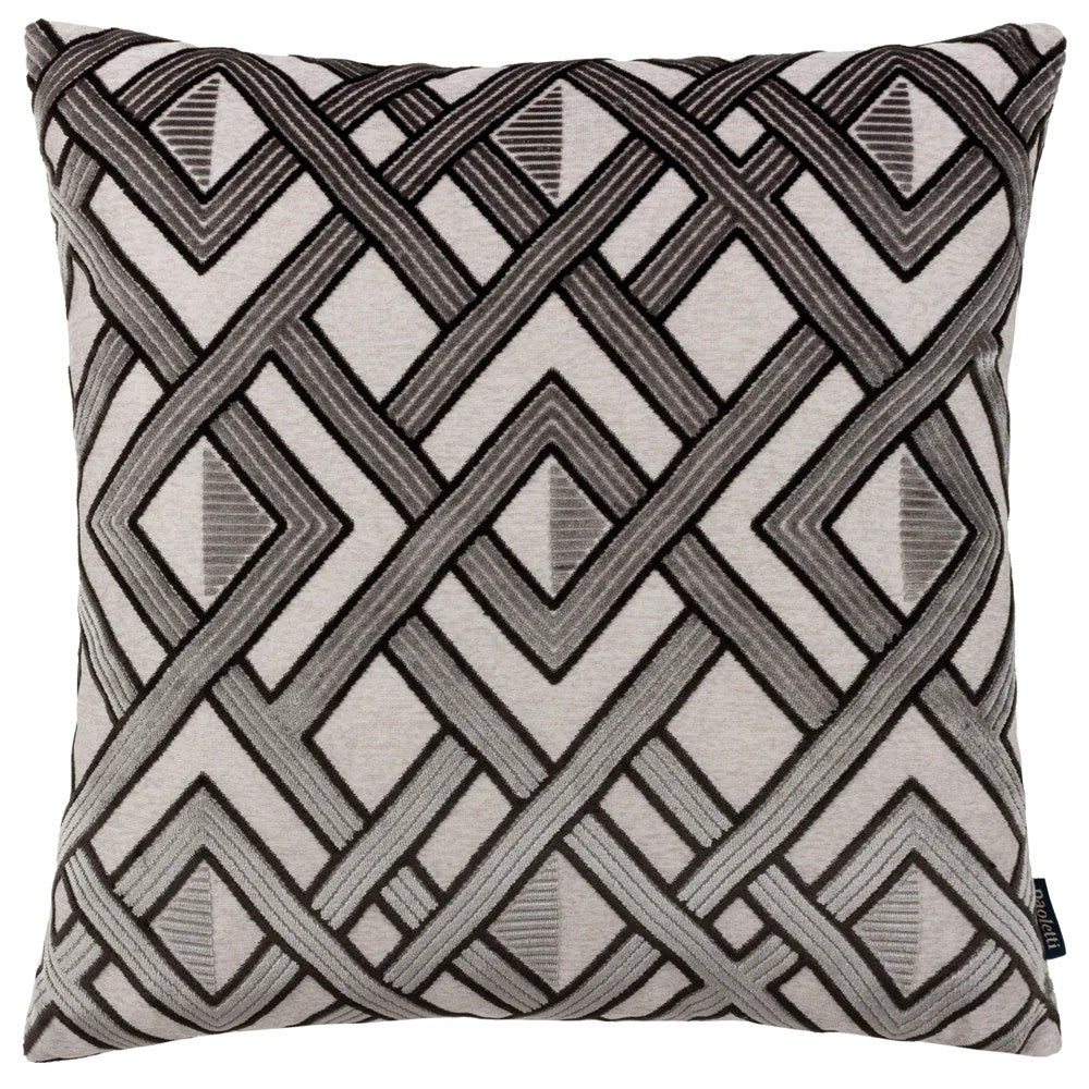 Grey-Black - Front - Paoletti Henley Jacquard Velvet Cushion Cover