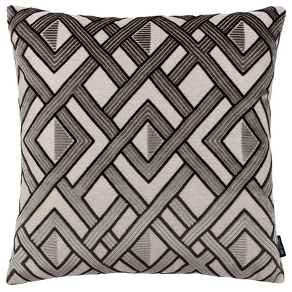 Grey-Black - Front - Paoletti Henley Jacquard Velvet Cushion Cover