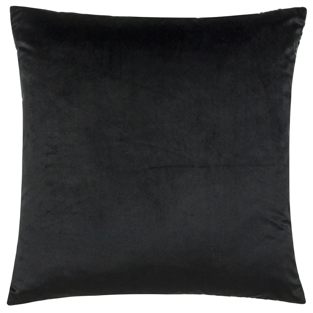 Grey-Black - Back - Paoletti Henley Jacquard Velvet Cushion Cover