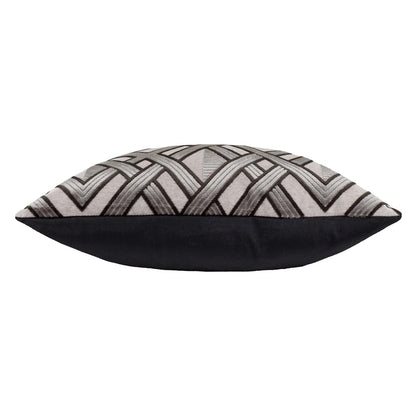 Grey-Black - Side - Paoletti Henley Jacquard Velvet Cushion Cover