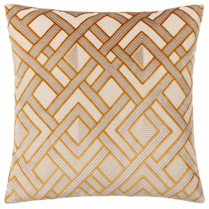 Gold - Front - Paoletti Henley Jacquard Velvet Cushion Cover