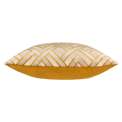 Gold - Side - Paoletti Henley Jacquard Velvet Cushion Cover