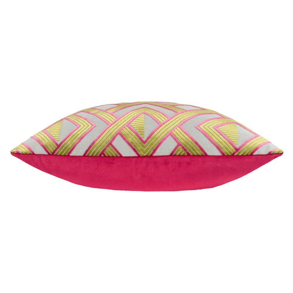 Multicoloured - Side - Paoletti Henley Jacquard Velvet Cushion Cover